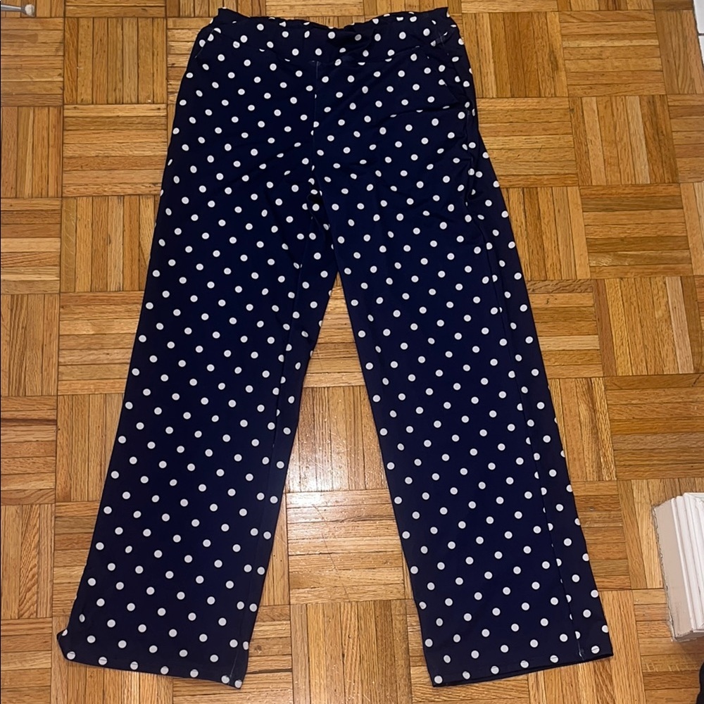 Lands End Navy Polka Dot Pants size 6-8